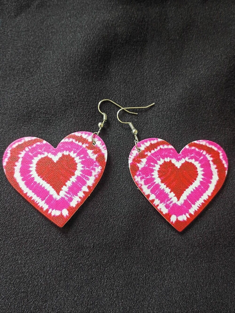 Leather Heart Earrings Red Pink White Statement Jewelry